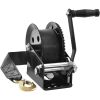 Hand Winch, 1600 lbs Pulling Capacity, Boat Trailer Winch Heavy Duty Rope Crank with 33 ft Polyester Strap and Two-Way Ratchet